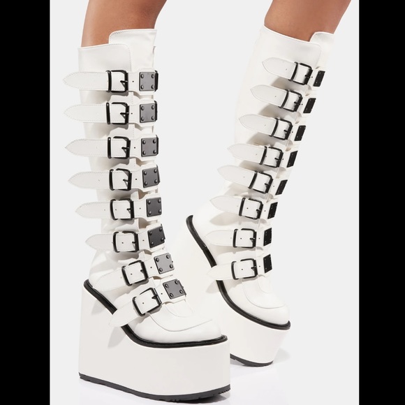 Demonia Shoes - Icy trinity white platform boots by Demonia never worn